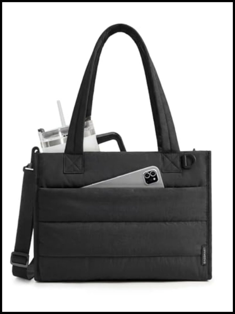Quilted Puffer Tote Bag Women Small Crossbody Work Teacher Bag Zip